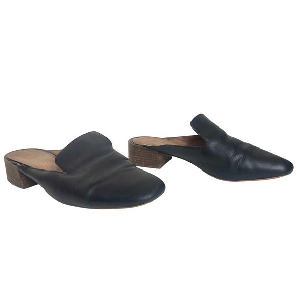 Madewell Willa Loafter Mule Black Leather Low Block Heel 10 - Picture 1 of 16